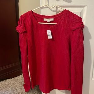Red Loft puffed sleeve Tee